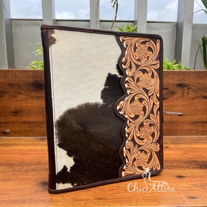 Multi Functional Genuine Cowhide Tooled Leather Certificate Holder Premium Leather <b>Portfolio</b> with Secure Zipper Closure - Product Image 1