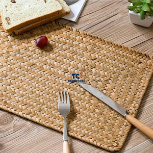 HIGH QUALITY Handwoven Natural Rattan Rectangular <b>Placemats</b>, <b>Set</b> of 4 for Elegant Dining Decor - Product Image 1