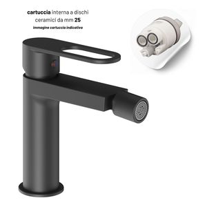 Miscelatore per Bidet monomotore in ottone serie a un foro con cartuccia da 25 mm e 1.1/4 rifiuti *** colore nero opaco" - Product Image 5
