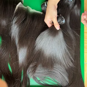 Pacotes retos de osso vietnamita cru de fornecedor jovem, extensão de cabelo virgem, melhor fornecedor, preço de fábrica no Vietnã