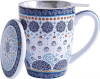 Tasses à thé imprimées en céramique rétro élégantes personnalisées directement en usine tasse en céramique de 12oz tasse à thé en porcelaine avec infuseur et couvercle