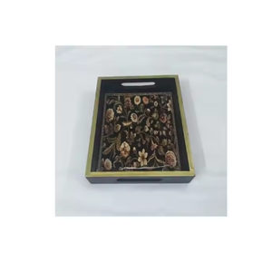 Moderne En Gros Élégant À La Main Classique Unique Noir Imprimé Floral Boisson Décoratif Logo Personnalisé Imprimer Plateau De Service - Product Image 1