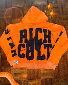 OEM personalizado cremallera Vintage bordado Patchwork peso pesado desgastado apliques parche letra Vintage ácido lavado Zip up Sudadera con capucha - Product Image 1