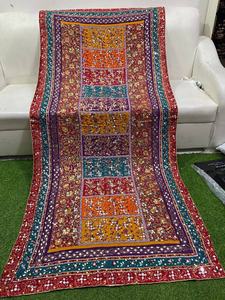 Ethnic Style Floral Dupatta Festive Silk <b>Shawl</b> Wrap with Shell and Mirror Accents Silk <b>Shawl</b> Women Hijab Wear <b>Ladies</b> Duppata - Product Image 5