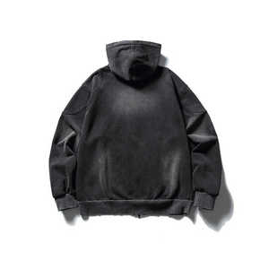 OEM logotipo personalizado desgastado ácido lavado cremallera-up hombres sudaderas con capucha Venta caliente ropa casual uso al aire libre fabricante personalizado Sudadera con capucha para hombres - Product Image 2