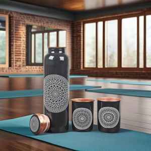 Traditional Pure Copper Water Bottle with Cup Set Crafted for Wellness Detox and Digestive System Support - Product Image 1