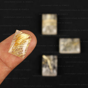 พลอยควอตซ์เจียระไนแบบหลวมทรงสี่เหลี่ยมมุมฉากสีทอง10X14มม. สำหรับทำเครื่องประดับ - Product Image 6