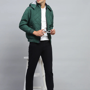 Wholesale Custom Made Men's Winter <b>Puffer</b> <b>Jacket</b> with Canvas Stand Collar Outdoor High Street Fashion Design - Product Image 2