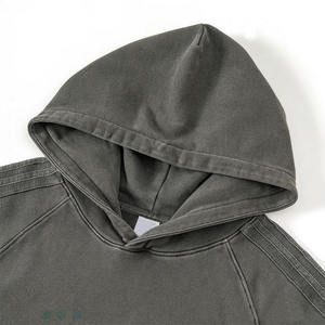 Sweats à capuche surdimensionnés personnalisés délavés à l'acide, logo personnalisé, poids lourd, coton tricoté de haute qualité pour hommes, pull-over 300 g/m², respirant pour l'automne - Product Image 3