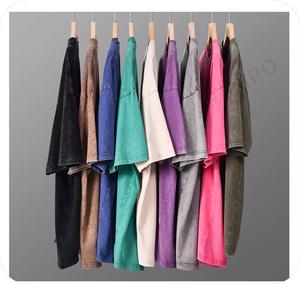 240gsm 100% Coton Vintage Shoulder T-Shirt Haute Qualité Personnalisé Blanc Acid Wash Plain Oversized T-shirt pour hommes DDP Shipping - Product Image 2