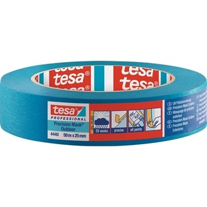 For TESA Precision Crepe Paper Tape 4440 Outdoor UV PLUS Smooth <b>Blue</b> 50m X 25mm <b>Roll</b> Pack of 6 - Product Image 1