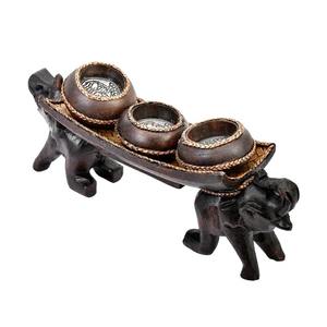 <b>Elephant</b> and pot design wooden <b>candle</b> holder charming decorative piece for home decor gifting and festive ambience From India - Product Image 4