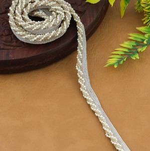 Gold Beaded Scallop <b>Trim</b>: Pearl <b>Upholstery</b> Piping, Zari Braid - Product Image 2