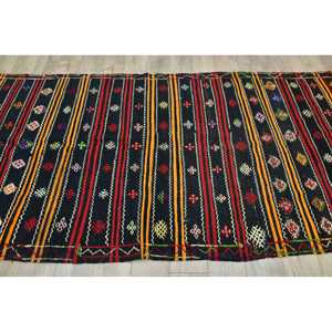 พรมตุรกีขนาด 4.6x9.9 ฟุต, พรมวินเทจขนาดใหญ่, พรมขนสัตว์สีดำลายอิคัต - Product Image 4