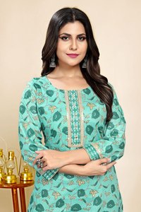 Latest Designer Heavy Cotton Printed Kurta-Bottom Set by FabZone Indian & Pakistani Clothing - Product Image 3