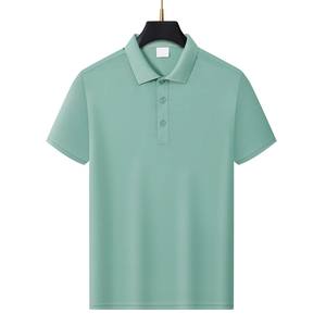 Polo de verano para hombre 2025, Top de negocios informal de manga corta de seda helada de Color puro con diseño Simple - Product Image 1