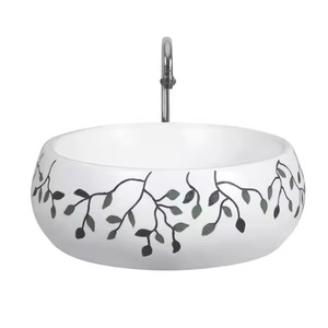 Articles sanitaires OEM en céramique de qualité pour exportation-Lavabo de table à modèle rond rétro de couleur dorée, vente chaude, fabriqué en Inde - Product Image 3