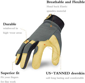 ถุงมือนิรภัยสำหรับช่างหนังแท้จากปากีสถาน - Product Image 3