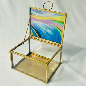 2025 vente chaude stockage moderne et boîte à bijoux décorative boîtes à bibelots à couvercle imprimé en verre coloré de haute qualité - Product Image 6