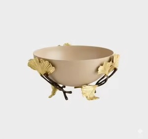 Frutero para Servir Frutas en el Hogar, Decoración de Mesa para Bodas, Frutero para Servir Frutas y Chocolate con Base Decorativa con Diseño de Hojas de Ginkgo - Product Image 1