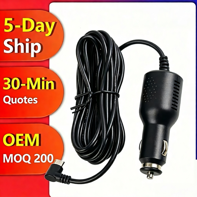 Plug and Play Car Adapter Charger with USB Type C Extension Cable 5V 1.5A Buck Line for Dash Cam GPS Tablet Massage