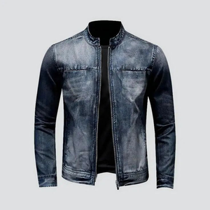 Mosaic Impex 2025, gran oferta, chaqueta vaquera hecha a medida para hombre, chaqueta vaquera lisa de invierno azul de algodón con cremallera para hombre de talla grande - Product Image 4