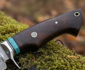 Custom Handmade DIY Damascus Steel Fixed Blade Hunting <b>Knife</b> Wood Handle Outdoor Camping Survival <b>Knife</b> Leather <b>Sheath</b> OEM - Product Image 3