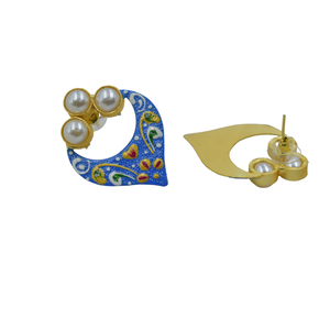 Vente en gros de boucles d'oreilles peintes à la main pour femmes 2024 Fabricant Fournisseur Boucles d'oreilles en pierre MOP plaquées or pour femmes et filles - Product Image 3