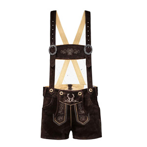 Short bavarois authentique Lederhosen pour femmes tenue d'octoberfest Damen Wurst Fest Costume brun foncé - Product Image 4