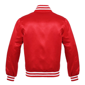 Saleh Enterprises Custom Winter Casual Solid Stand Collar Dyed Satin Waterproof Vintage Varsity Baseball Bomber Jacket Unisex - Product Image 2