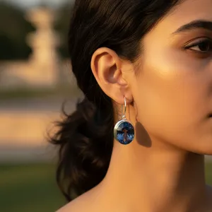 ต่างหูเงินแท้ 925 ประดับพลอยสีน้ำเงิน ของขวัญแฟชั่นสำหรับผู้หญิง - Product Image 1