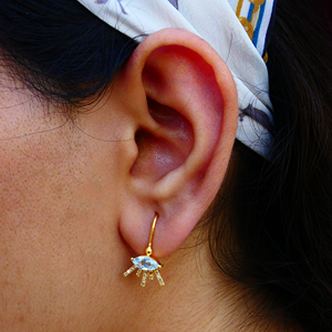 Moda 14K oro aguamarina piedras preciosas fiesta desgaste encanto clásico elegante mujeres usan pendientes de diamantes - Product Image 4