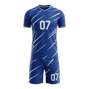 Maillot de football personnalisé sublimé, motif géométrique abstrait bleu marine, ensemble uniforme de football respirant, tenue d'entraînement d'équipe, vêtements de sport - Product Image 3