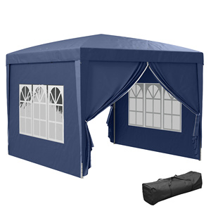 Para cenador de jardín plegable con cuerdas y clavijas incluidas tuberías de acero y tela Oxford 2,95x2,95x2,58 M azul - Product Image 1
