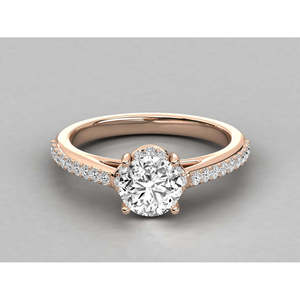 18K Gold Solitaire Round Diamond Ladies Brilliant Ring - Product Image 5