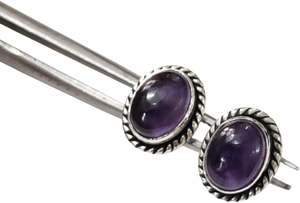 Boucles d'oreilles clous pour femmes, pierre précieuse améthyste naturelle, boucles d'oreilles clous bohèmes de Noël, bijoux faits à la main, boucles d'oreilles clous en argent sterling 925 - Product Image 6