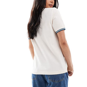 เสื้อโปโลแขนสั้นสำหรับผู้หญิงผ้าฝ้าย100% โลโก้เสื้อยืดพิมพ์ลาย DTG สีทึบแนวสตรีทพร้อมฤดูร้อน - Product Image 3