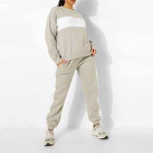 Conjunto Deportivo Informal de Moda con Bloques de Color, Logotipo Personalizado Bordado e Impreso, Chándal / Conjunto Deportivo de Felpa Premium para Mujer - Product Image 3