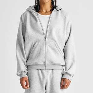 100% algodón Unisex Zip Up Hoodie Vintage Wash con logotipo personalizado Screen Print Rhinestones Zip UP Hoodies Sudaderas con capucha duraderas para hombres - Product Image 2