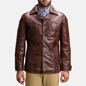 Chaqueta de moda para hombre de piel de vaca pura hecha en Pakistán disponible al mejor precio chaqueta marrón de cuero genuino logotipo personalizado OEM al por mayor - Product Image 6