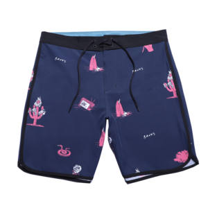 กางเกงว่ายน้ำขาสั้นน้ำหนักเบาแห้งเร็วพร้อมเชือกผูกเอวและตาข่ายซับในกางเกงขาสั้นพิมพ์ลายตามสั่งสำหรับชายหาดสระน้ำ - Product Image 5