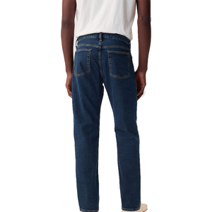 Jeans de Mezclilla de Primera Calidad, Corte Recto, Ajustados, Lavado Oscuro, Cintura Media, Algodón, Estilo Casual para Hombre, Otoño - Product Image 3