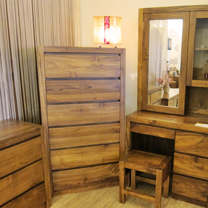 Contemporary Modern Upright <b>Chest</b> of Drawers Teak Drawer Cabinet with 6 Drawers for Bedroom - Product Image 3