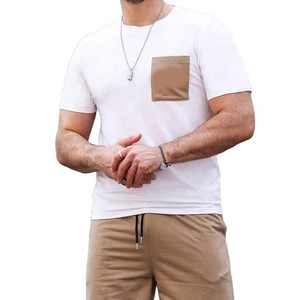 Conjunto de Pantalones Cortos de Verano para Hombre de Fantástica Calidad, Cuello Redondo, Color Sólido, Transpirable, Antibolitas, de Poliéster/Algodón, Todas las Tallas - Product Image 1
