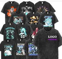 Camisetas Extra Grandes de Algodón Jersey con Estampado 3D para Hombre, Estilo Vintage Hip Hop Unisex, Lavado Ácido, Secado Rápido