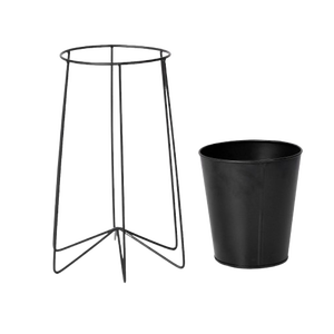 ขาตั้งกระถางโลหะพร้อมกระถางปลูกต้นไม้แบบถัง |   ชุด 2 ชิ้น |   สีดำ - Product Image 3