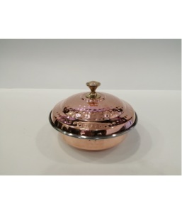 Bol de service en cuivre et acier inoxydable martelé avec couvercle en verre Petit bol de qualité supérieure au look classique - Product Image 5