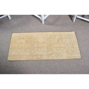 Vintage Small Rug 1.5x3.3 ft (45x102 cm), Turkish <b>Yellow</b> Moroccan <b>Wool</b> Rug - Product Image 3