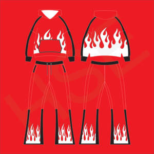 Survêtement à imprimé flamme OEM/ODM |   Ensemble sweat-shirt et pantalon personnalisé multicolore - Product Image 5