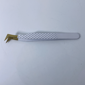 แหนบคีบขนตาแบบตรงและโค้งงอสีขาวและสีทองทำจากสเตนเลสคุณภาพดี - Product Image 5